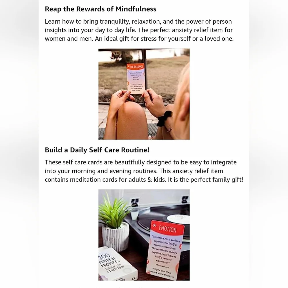 BEST 100 Mindful Prompts for Self Care & Stress Relief | Cards to Reduce Anxiety